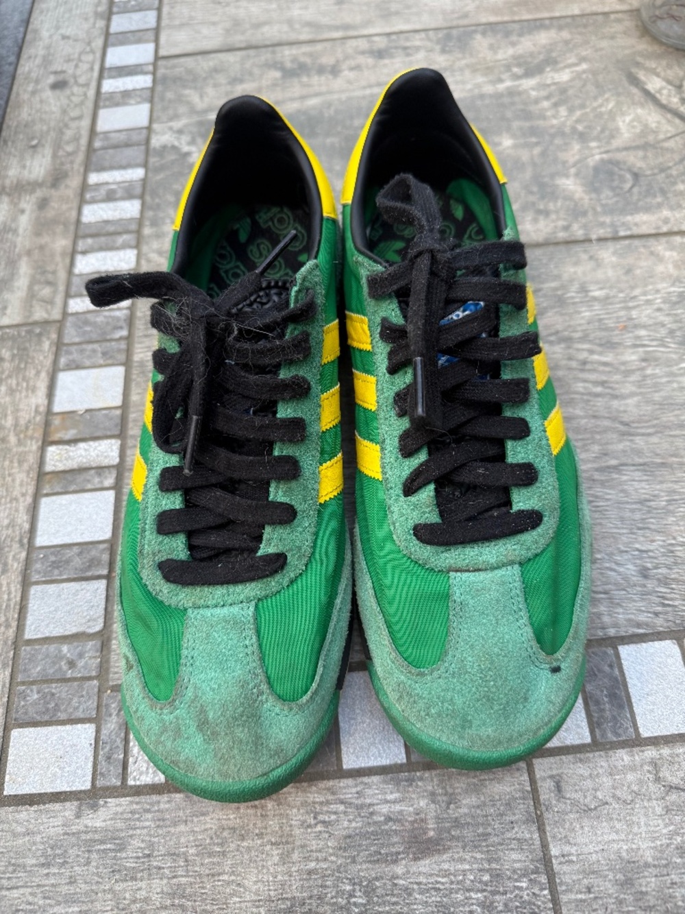 Adidas green and yellow Samba